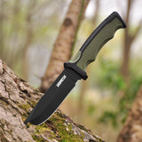 Heavy Duty Fixed Blade Hunting Knife Rubberized ABS Handle with K Sheath