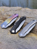 5" D2 Blade And Frame Lock Folding Knife With Nylon Sheath