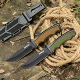 Heavy Duty Fixed Blade Hunting Knife Rubberized ABS Handle with K Sheath