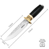 9.9'' Outdoor Knives With Etched Pattern Blade And Colored Wooden Handle