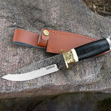 9.9'' Outdoor Knives With Etched Pattern Blade And Colored Wooden Handle