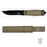 9" Tactical Fixed Blade Knife With Non-Slip Handle and Sheath