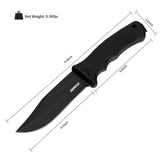 9" Fixed Blade all-black Knife with Sheath