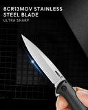 3.78" Black G10 Handle Folding Knife With Streamlined Design