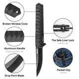 Cool Folding Pocket Knife Liner Lock with Pocket Clip and Glass Breaker