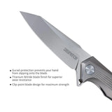 5" D2 Blade And Frame Lock Folding Knife With Nylon Sheath