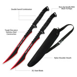 2pc Ninja Tactical Twin Katana Samurai Sword Machete Fixed Blade Combat Set with Sheath