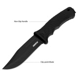 9" Fixed Blade all-black Knife with Sheath