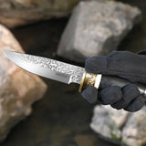 9.9'' Outdoor Knives With Etched Pattern Blade And Colored Wooden Handle