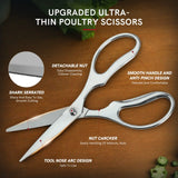 All Stainless Steel Professional Kitchen Scissors Detachable Design