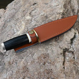 9.9'' Outdoor Knives With Etched Pattern Blade And Colored Wooden Handle