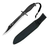 16" Black Stainless Steel Knife With Setrrated Teeth