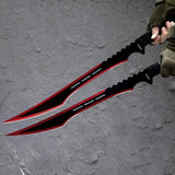 2pc Ninja Tactical Twin Katana Samurai Sword Machete Fixed Blade Combat Set with Sheath