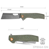 Sheepsfoot Blade Folding Knife with Micarta Handle and Clip for EDC and Survival