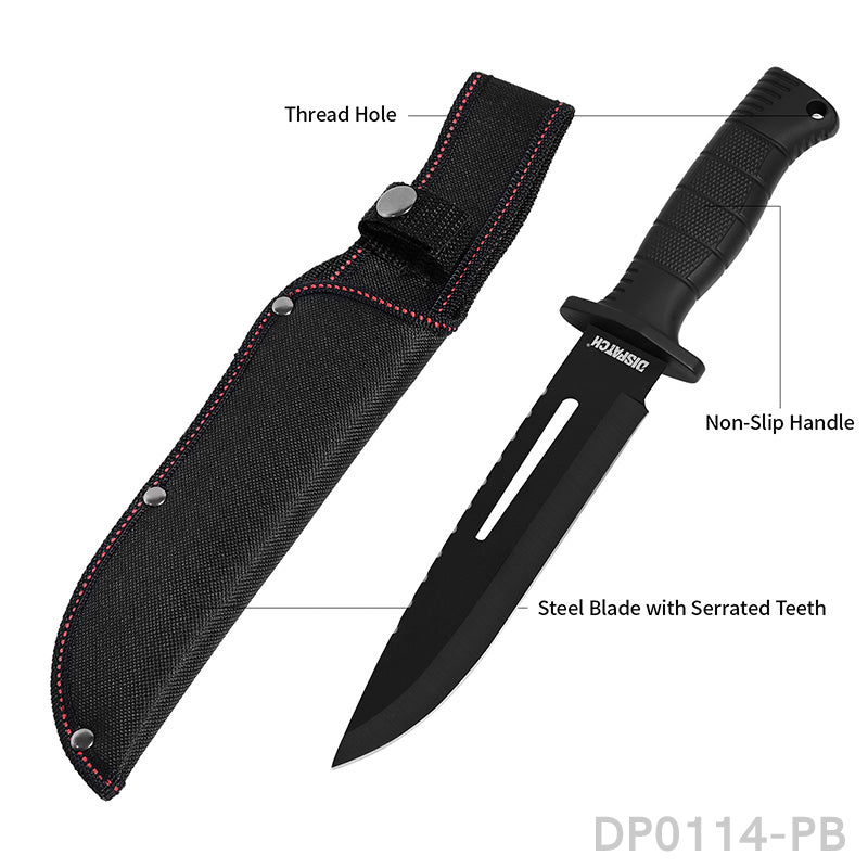 12Outdoor Bowie Survival Hunting Fixed Blade Knife with Nylon Sheath –  Dispatch Knives