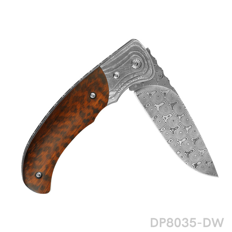 High End Genuine Damascus Pocket Knives with Wood Handle – Dispatch Knives