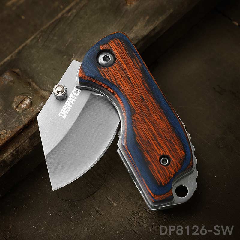 2.6 Closed Mini Pocket Cleaver Knife with Colored Wood Handle