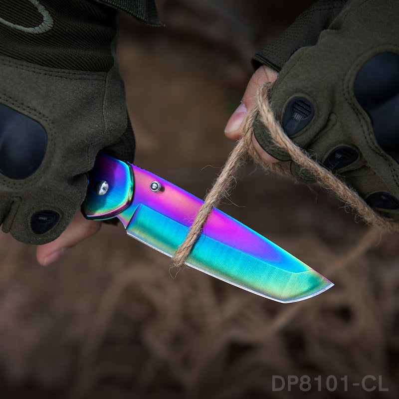 Black Wood Handle Titanium Rainbow Blade